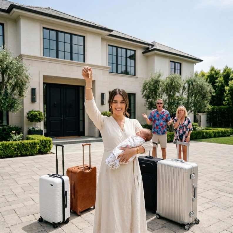My mother-in-law looked at my 38-week pregnant belly and ordered my husband, “Lock her up and let her fend for herself.” Then they went on vacation at my money. Seven days later, they returned with tanned skin and happy faces… but as soon as they saw the front door, they realized they no longer had a home to return to.