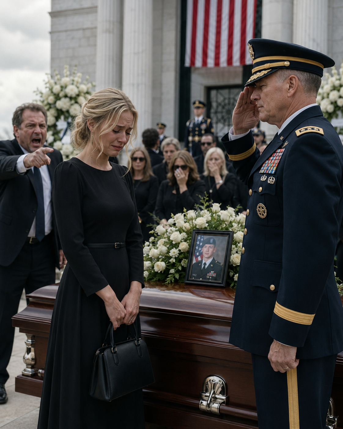 A decade after my family disowned me for becoming an Army doctor, I returned home for my grandfather’s funeral. My father took one look at me and sneered, “Still changing bandages?” But before I could respond, a high-ranking Pentagon official flanked by three bodyguards marched toward me and snapped to attention. “It’s an honor to see you again, Colonel Carter.” My father didn’t just stop talking—he completely froze.