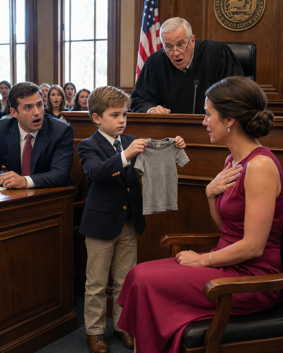 My Ex-Husband’s Lawyer Held Up My Son’s Worn Shirt To Prove I Was An Unfit Mother—But My Eight-Year-Old Opened The Shirt, Revealed The Hidden Words He Had Secretly Written, Exposed His Father’s Biggest Lie, And Turned The Custody Hearing Into A Verdict No One Saw Coming